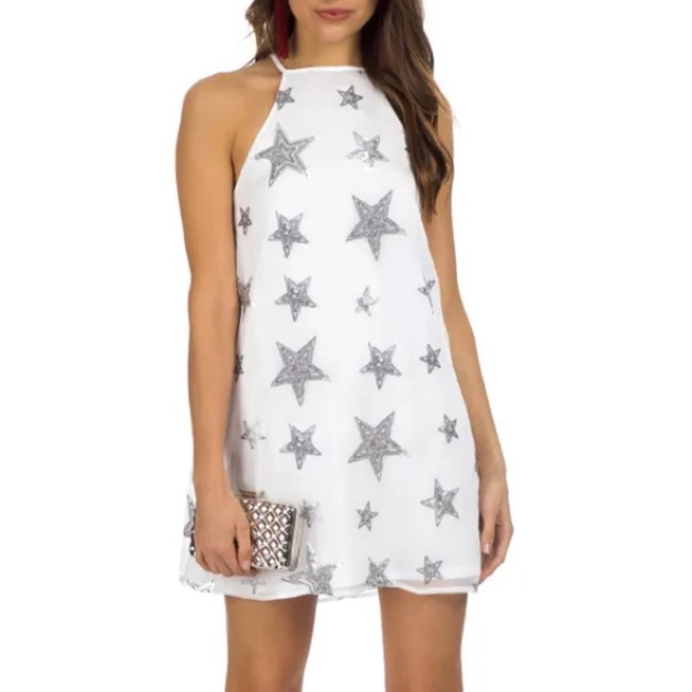 Show Me Your MuMu White Dress with Silver Stars